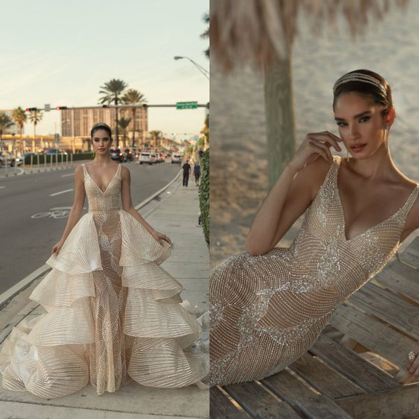 champagne julie vino mermaid wedding dresses with detachable train lace beads overskirt wedding dress sweep train luxury robes de mariée, White
champagne julie vino mermaid wedding dresses with detachable train lace beads overskirt wedding dress sweep train luxury robes de mariée, White