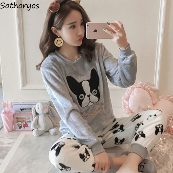 pajama sets women winter school students lovely large size cartoon printed loose womens pajamas o-neck flannel ladies korean, Blue;gray
pajama sets women winter school students lovely large size cartoon printed loose womens pajamas o-neck flannel ladies korean, Blue;gray