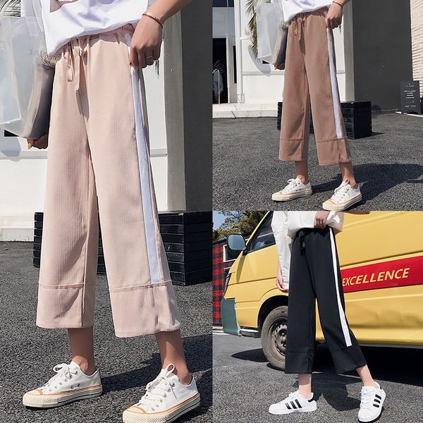 new fashion women pants korean style high waist drawstring wide leg pants bottom ladies loose split flare trousers, Black;white
new fashion women pants korean style high waist drawstring wide leg pants bottom ladies loose split flare trousers, Black;white