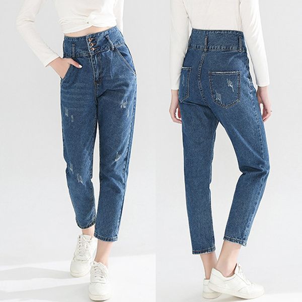 korean style fashion jeans for women high waist frazzle button zipper pocket denim jeans pants senhoras l42, Blue
korean style fashion jeans for women high waist frazzle button zipper pocket denim jeans pants senhoras l42, Blue