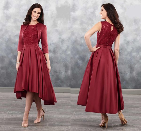 dark red 2020 hi low sequins lace mother of the bride dresses with jacket satin draped evening elegant formal dress party vestidos de, Black;red
dark red 2020 hi low sequins lace mother of the bride dresses with jacket satin draped evening elegant formal dress party vestidos de, Black;red