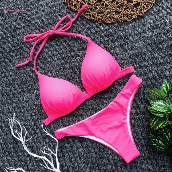 solid bikini set swimwear women swimsuit push up biquini halter feminino string bikinis 2020 bathing suit female spandex beachwear, White;black
solid bikini set swimwear women swimsuit push up biquini halter feminino string bikinis 2020 bathing suit female spandex beachwear, White;black