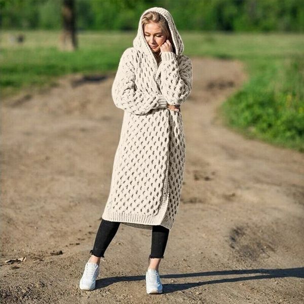 new arrival fashion women's hooded thick knitted sweater cardigan coat long sleeve winter warm hooded long cloak, White
new arrival fashion women's hooded thick knitted sweater cardigan coat long sleeve winter warm hooded long cloak, White