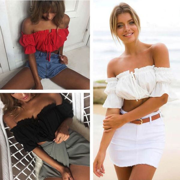 womens ladies off shoulder crop summer frill bralet bandeau boobtube blouse women ladies girl casual blouses, White
womens ladies off shoulder crop summer frill bralet bandeau boobtube blouse women ladies girl casual blouses, White