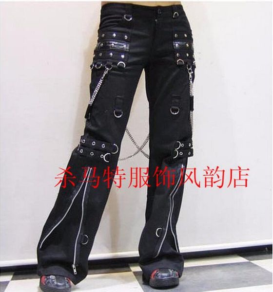 27-40 new 2018 men clothing gd hair stylist fashion gothic rend punk gothic horn non-mainstream pants plus size singer costumes, Black
27-40 new 2018 men clothing gd hair stylist fashion gothic rend punk gothic horn non-mainstream pants plus size singer costumes, Black