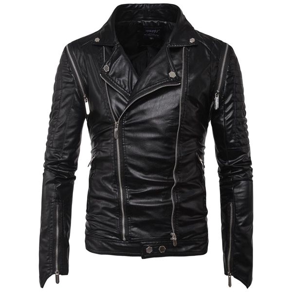2019 pu autumn winter casual zipper leather jacket motorcycle leather men slim fit mens jackets and coats, Black
2019 pu autumn winter casual zipper leather jacket motorcycle leather men slim fit mens jackets and coats, Black