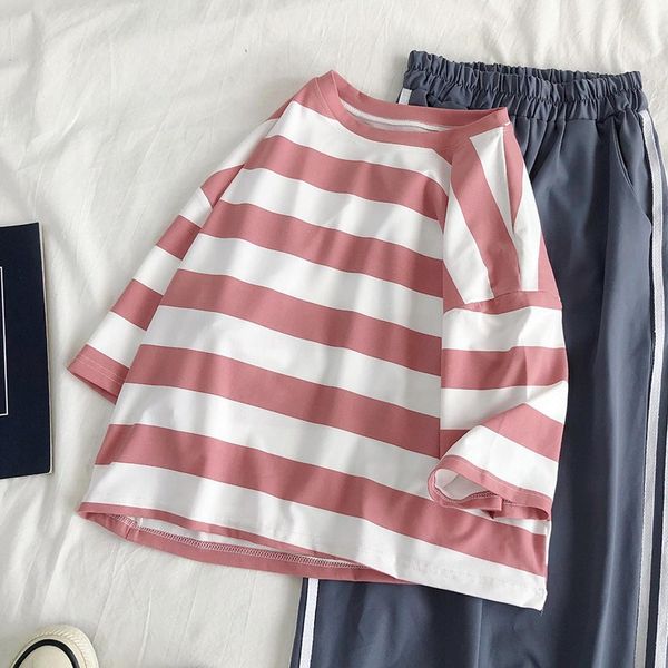 women summer t-shirt for women striped print casual female o neck short sleeve t-shirt, White
women summer t-shirt for women striped print casual female o neck short sleeve t-shirt, White