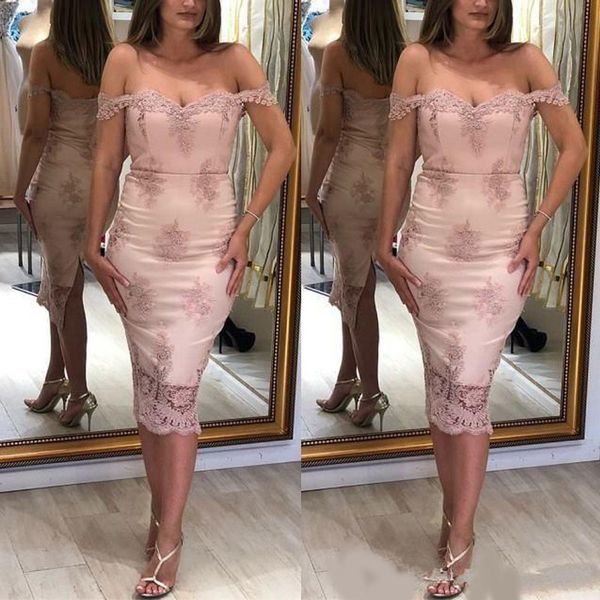 2020 pink prom dresses sheath off shoulders back split women cocktail gowns appliques tea length party dress wears, Black
2020 pink prom dresses sheath off shoulders back split women cocktail gowns appliques tea length party dress wears, Black