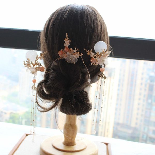 2019 bride chinese retro style shell chinese costume hair accessories antique hairpin step shake ancient tassel hairpins tiara, Golden;white
2019 bride chinese retro style shell chinese costume hair accessories antique hairpin step shake ancient tassel hairpins tiara, Golden;white