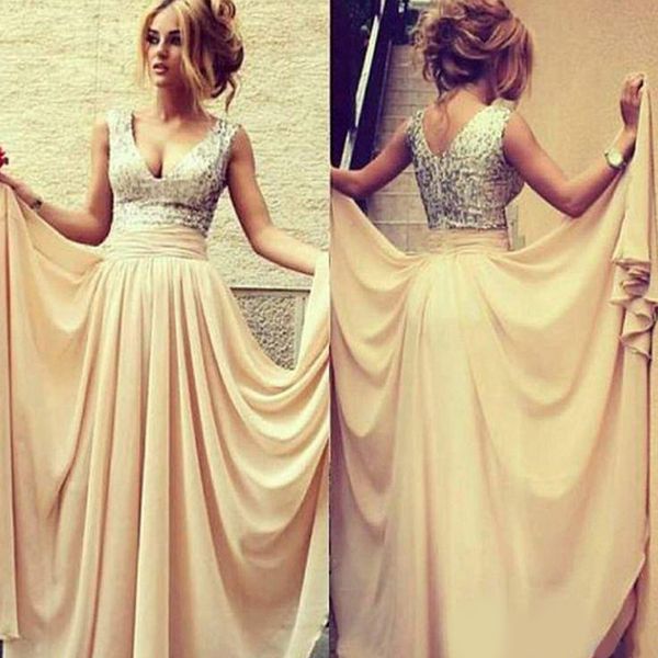 champagne gold red in stock prom dresses exquisite sequins decorated with v-neck chiffon pleats formal evening gowns prom gowns, Black;red
champagne gold red in stock prom dresses exquisite sequins decorated with v-neck chiffon pleats formal evening gowns prom gowns, Black;red