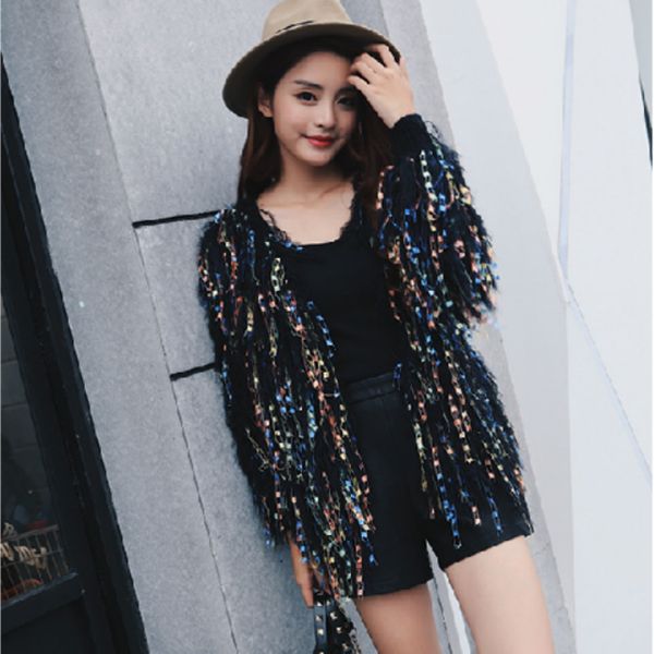 lamb rainbow color sequins sweater tassels knitted jacket cardigan handmade mixed color fringed velvet fluffy loose coat, White
lamb rainbow color sequins sweater tassels knitted jacket cardigan handmade mixed color fringed velvet fluffy loose coat, White