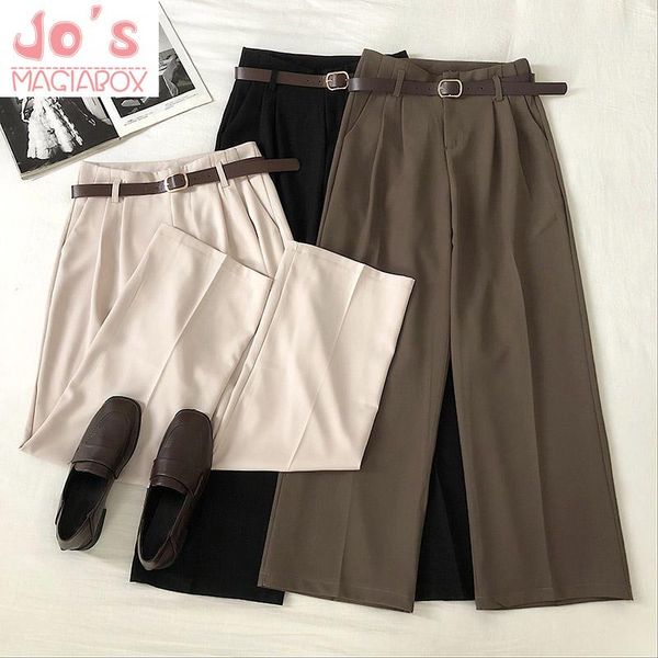 korean women zipper wide leg pants spring casual female solid empire loose trousers vintage mujer pantalones with sashes, Black;white
korean women zipper wide leg pants spring casual female solid empire loose trousers vintage mujer pantalones with sashes, Black;white