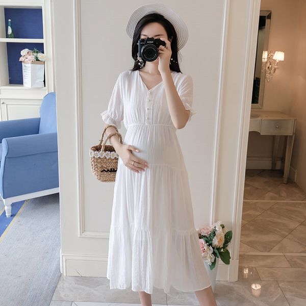afei tony pregnant women solid dress maternity short sleeve v-necks casual summer dresses for pregnancy dress vestidos, White
afei tony pregnant women solid dress maternity short sleeve v-necks casual summer dresses for pregnancy dress vestidos, White
