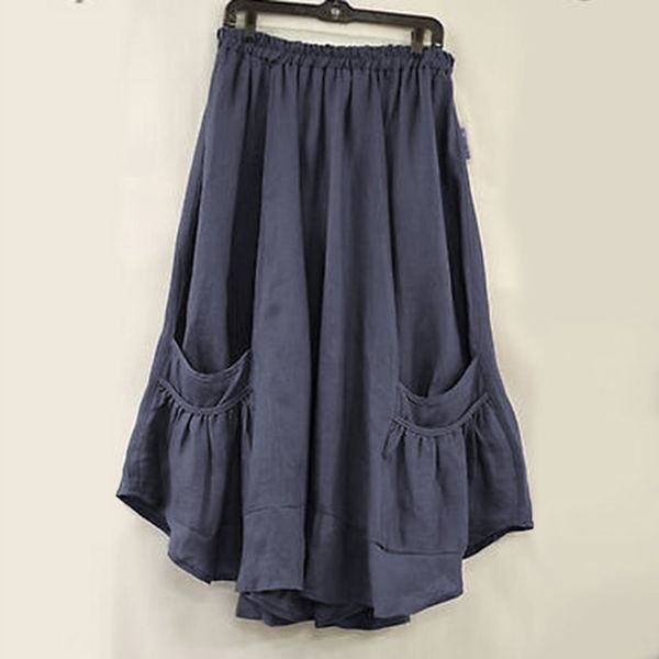 2019 new ladies skirt cotton blends fashion casual long large size solid color pocket elastic waist skirt, Black
2019 new ladies skirt cotton blends fashion casual long large size solid color pocket elastic waist skirt, Black