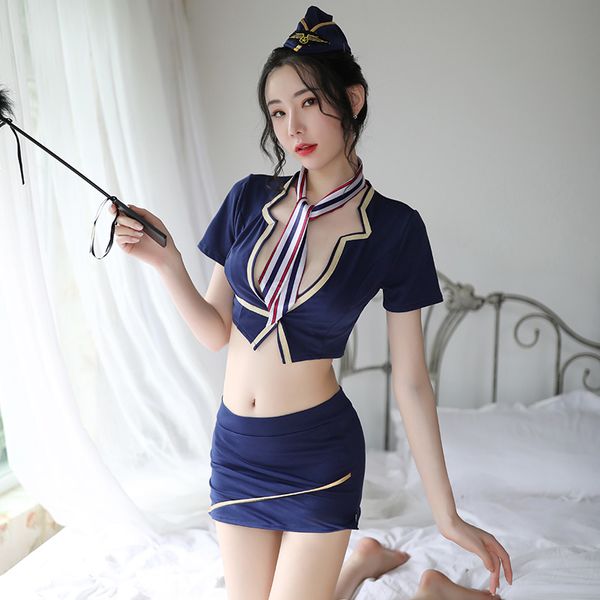 stewardess uniform lingerie flight attendant air hostess blue mini skirt erotic costumes uniforms suit, Silver 
stewardess uniform lingerie flight attendant air hostess blue mini skirt erotic costumes uniforms suit, Silver