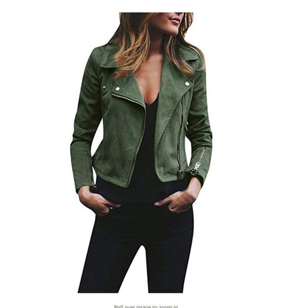 2019 coat ladies suede leather jackets zip up biker female casual coats woman flight coat, Black
2019 coat ladies suede leather jackets zip up biker female casual coats woman flight coat, Black