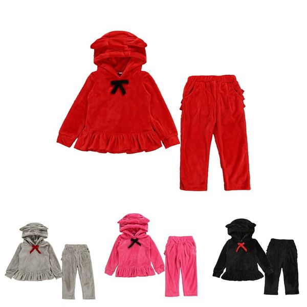 1pcs sale girls suit candy color velvet long sleeve bow hooded princess dress lace trousers spring and autumn kids set, White 
1pcs sale girls suit candy color velvet long sleeve bow hooded princess dress lace trousers spring and autumn kids set, White