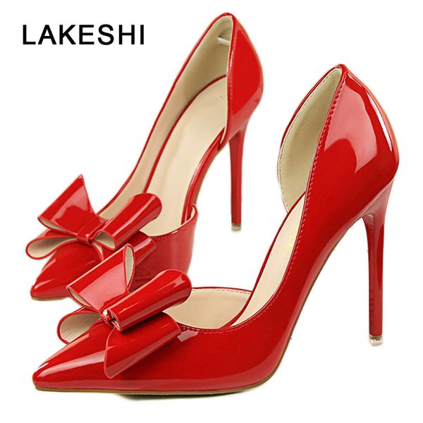 lakeshi women pumps patent leather women shoes high heels butterfly-knot ladies shoes pumps female, Black
lakeshi women pumps patent leather women shoes high heels butterfly-knot ladies shoes pumps female, Black