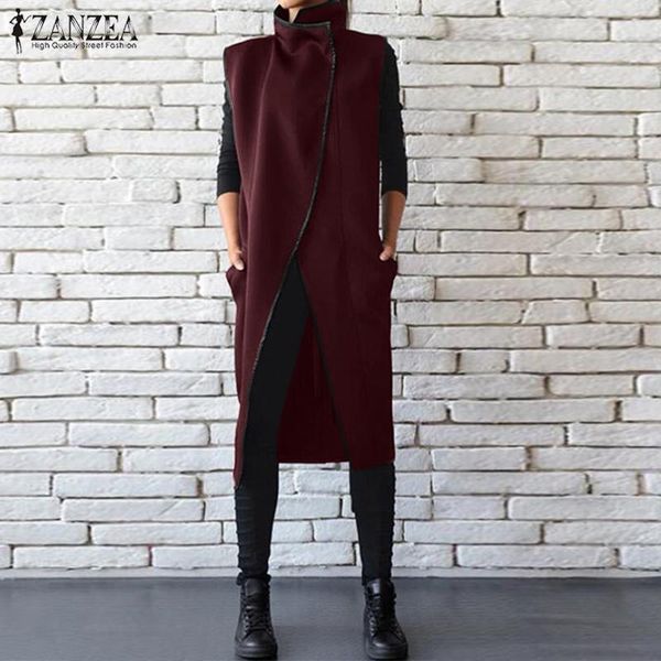 fashion zanzea women waistcoats autumn stand collar sleeveless long jackets black vest coat femme open front cardigan outwear, Black;white
fashion zanzea women waistcoats autumn stand collar sleeveless long jackets black vest coat femme open front cardigan outwear, Black;white