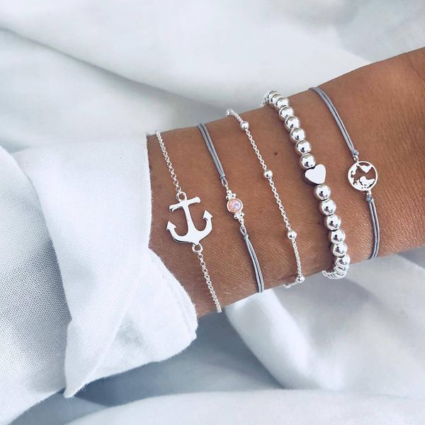 5pcs/set vintage anchor opals heart beads bracelet set boho beaded bracelet women lady ornament accessories, Black
5pcs/set vintage anchor opals heart beads bracelet set boho beaded bracelet women lady ornament accessories, Black
