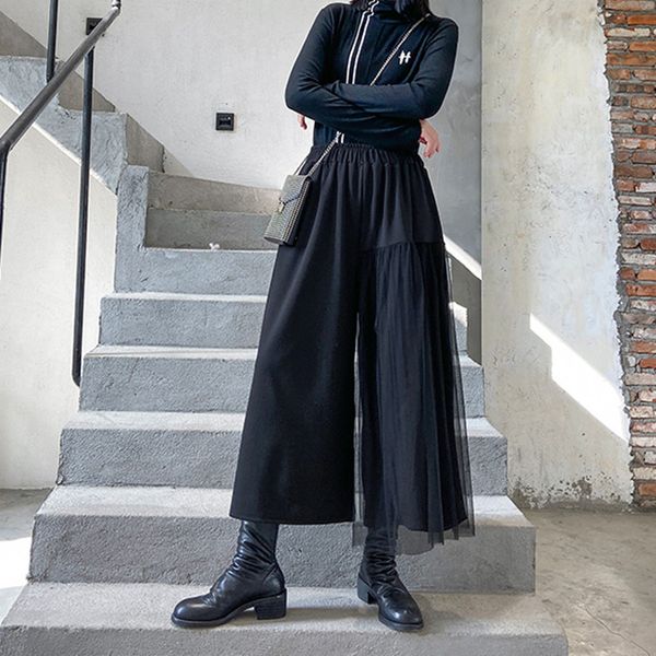 women's pants & capris johnature casual wide leg women 2021 spring solid color patchwork mesh elastic waist ankle-length female, Black;white
women's pants & capris johnature casual wide leg women 2021 spring solid color patchwork mesh elastic waist ankle-length female, Black;white
