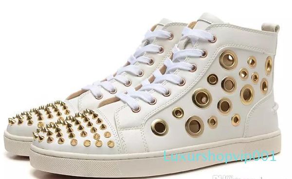 2017 new arrival men fashion red bottom sneakers high real leather with holes rivets summer men fashion shoes casual c22, Black
2017 new arrival men fashion red bottom sneakers high real leather with holes rivets summer men fashion shoes casual c22, Black
