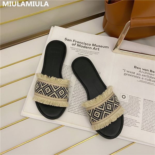 miulamiula designers 2020 summer new fashion embroidey fringe flat slippers mules flip flops retro shoes for beach, Black
miulamiula designers 2020 summer new fashion embroidey fringe flat slippers mules flip flops retro shoes for beach, Black