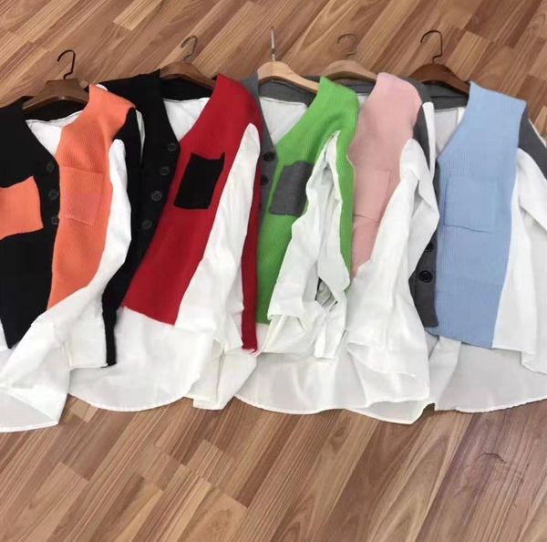 autumn 2019 women's wear color contrast stitching long sleeve hem irregular loose knit shirt cardigan size s-l, White;black
autumn 2019 women's wear color contrast stitching long sleeve hem irregular loose knit shirt cardigan size s-l, White;black