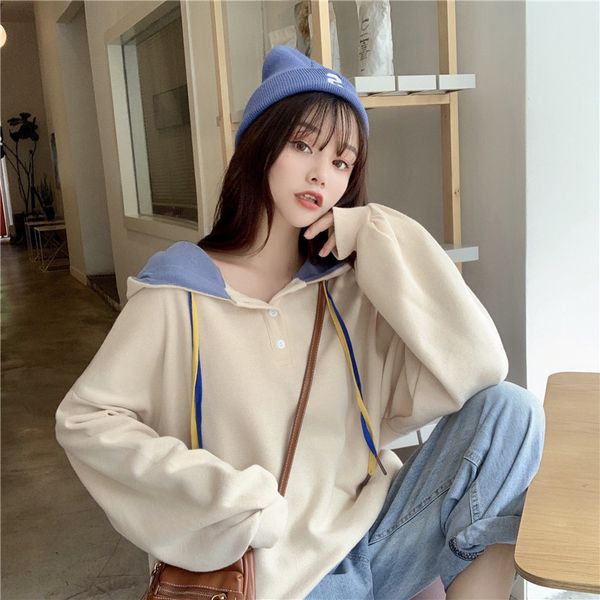 korean style long sleeve hooded new spring autumn pullovers women's clothing loose sweatshirts fashion brand sweet hoodies, Black
korean style long sleeve hooded new spring autumn pullovers women's clothing loose sweatshirts fashion brand sweet hoodies, Black
