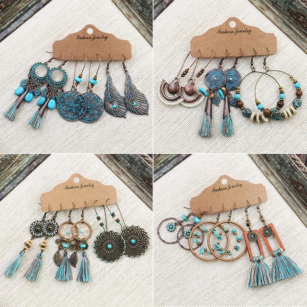 women ethnic bohemian tassel earrings dangle pendant geometric earrings fashion vintage creative earrings jewelry 3pairs/set, Silver
women ethnic bohemian tassel earrings dangle pendant geometric earrings fashion vintage creative earrings jewelry 3pairs/set, Silver