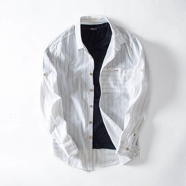 quality breathable cotton linen striepd print casual men's dress shirt button slim fit men shirts long sleeve streetwear top, White;black
quality breathable cotton linen striepd print casual men's dress shirt button slim fit men shirts long sleeve streetwear top, White;black