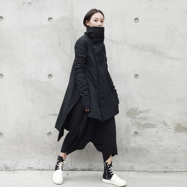 women's down & parkas stand collar irregular mid long cotton-padded coat black winter parka thick outwear for female c29
women's down & parkas stand collar irregular mid long cotton-padded coat black winter parka thick outwear for female c29