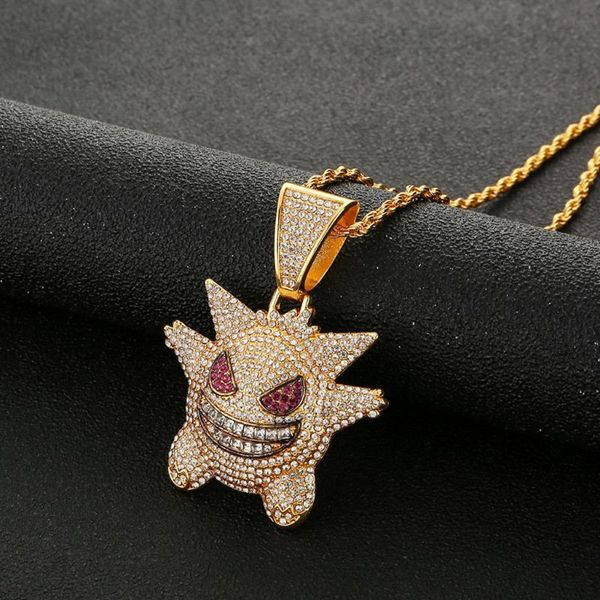 european and american hiphop pendant necklace cute elf gengar cartoon inlaid purple zircon hip hop pendant wholesale, Silver
european and american hiphop pendant necklace cute elf gengar cartoon inlaid purple zircon hip hop pendant wholesale, Silver