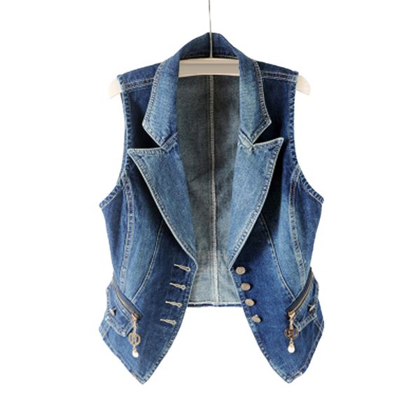 casual waistcoats cotton woman spring single-breasted denim vest female slim jean summer sleeveless feminine jean coat, Black;white
casual waistcoats cotton woman spring single-breasted denim vest female slim jean summer sleeveless feminine jean coat, Black;white