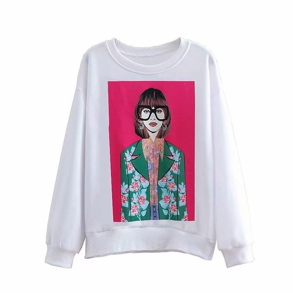 long sleeve t-shirt spring female fashion cartoon printed tees loose o-neck large t-shirt women casual clothing, White
long sleeve t-shirt spring female fashion cartoon printed tees loose o-neck large t-shirt women casual clothing, White