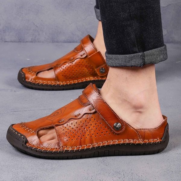 new arrival fashion summer genuine leather sandals men beach shoes leather slippers men's sandals big size 38-48, Black
new arrival fashion summer genuine leather sandals men beach shoes leather slippers men's sandals big size 38-48, Black