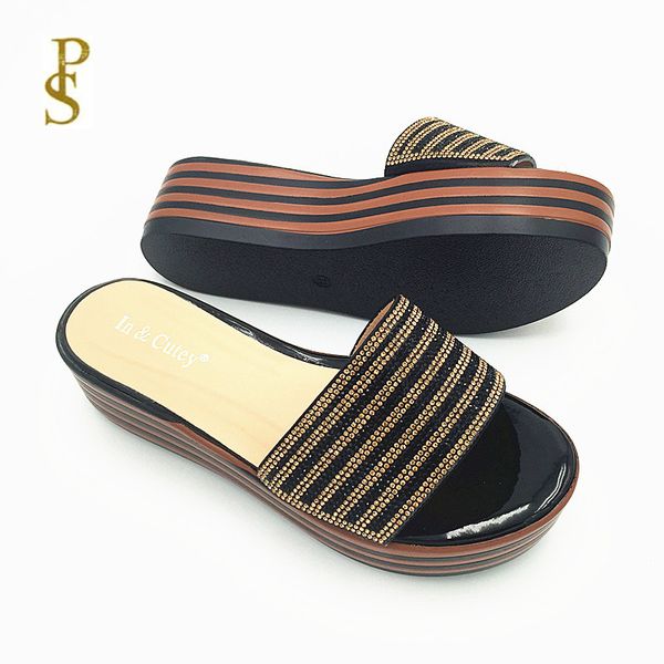 female wedges shoe that has water drill comfortable women's shoes with pu sole, Black
female wedges shoe that has water drill comfortable women's shoes with pu sole, Black