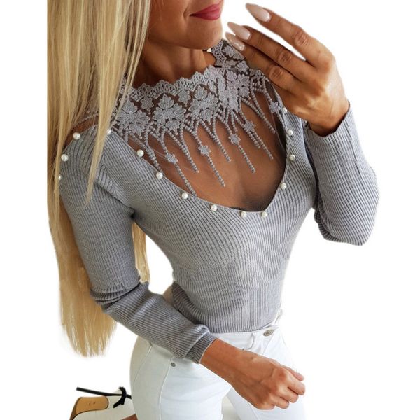 women blouses 2019 fashion womens casual hollow out lace long sleeve pullover t-shirt blouse blusas femininas, White
women blouses 2019 fashion womens casual hollow out lace long sleeve pullover t-shirt blouse blusas femininas, White