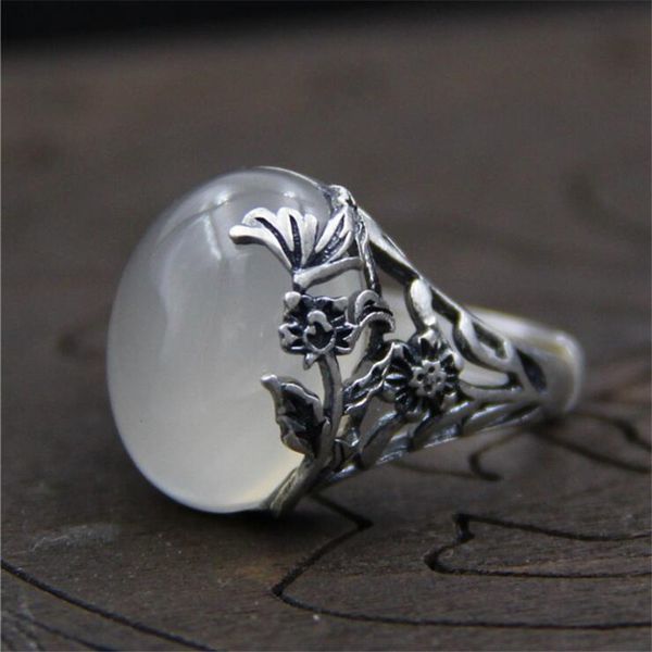 pure 999 sterling silver rings for women vintage white jade flower natural white chalcedony ethnic thai silver fine jewelry, Golden;silver
pure 999 sterling silver rings for women vintage white jade flower natural white chalcedony ethnic thai silver fine jewelry, Golden;silver