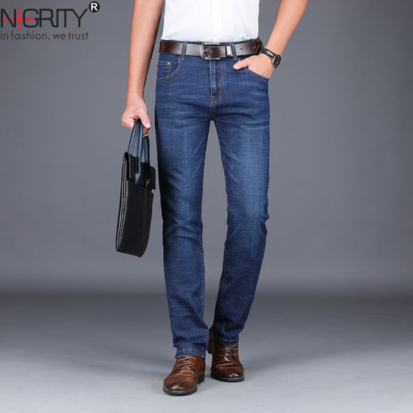 2019 new men classic business jeans fashion casual primary color slim fit small straight male trousers denim pants, Blue
2019 new men classic business jeans fashion casual primary color slim fit small straight male trousers denim pants, Blue