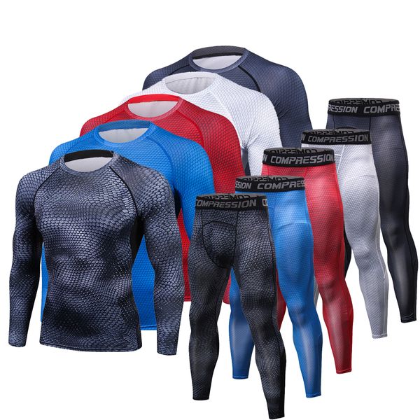 men t shirts trousers set 2 piece men's sportswear compression suit joggers fitness base layer shirt leggings rashguard clothes, White;black
men t shirts trousers set 2 piece men's sportswear compression suit joggers fitness base layer shirt leggings rashguard clothes, White;black