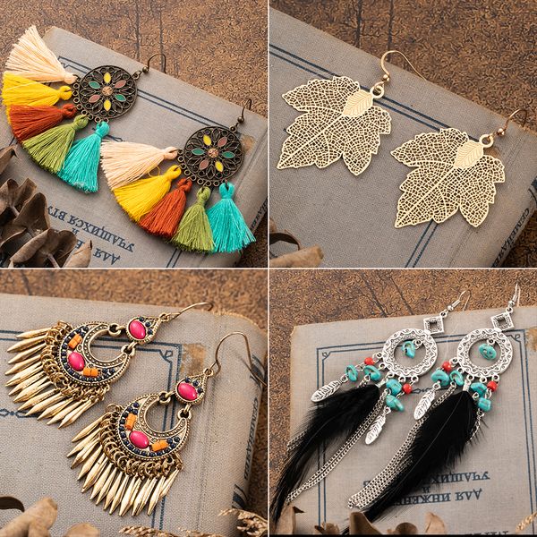 multiple ethnic boho vintage tassel feather golden leaf dangle drop earrings for women female fashion 2019 jewelry accessories, Silver
multiple ethnic boho vintage tassel feather golden leaf dangle drop earrings for women female fashion 2019 jewelry accessories, Silver