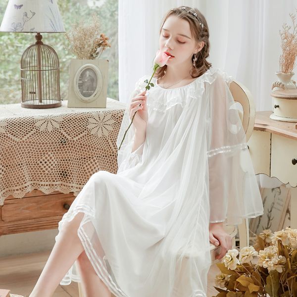 women long section fresh retro princess style long-sleeved lotus leaf elegant lace mesh fairy dress nightdress sleepwear, Black;red
women long section fresh retro princess style long-sleeved lotus leaf elegant lace mesh fairy dress nightdress sleepwear, Black;red