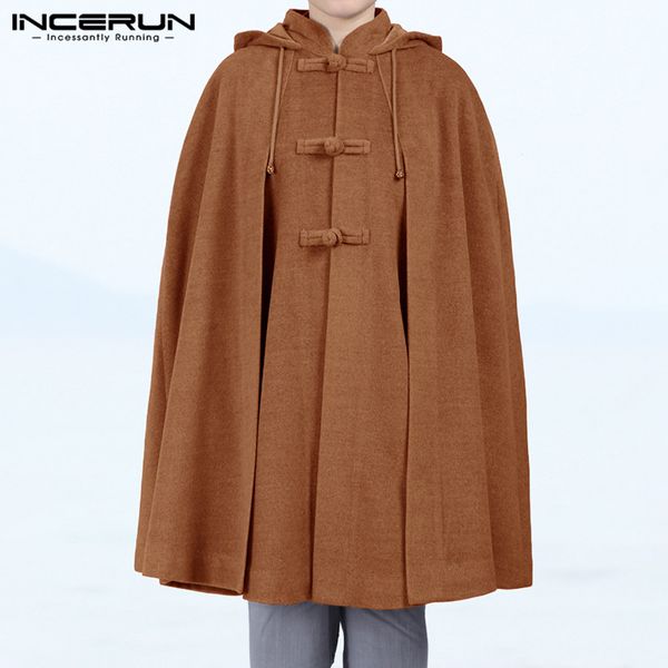 winter men solid color retro cloak hooded cape jackets fashion baggy casual fleece ponchos mens trench hoodie streetwear incerun, Tan;black
winter men solid color retro cloak hooded cape jackets fashion baggy casual fleece ponchos mens trench hoodie streetwear incerun, Tan;black