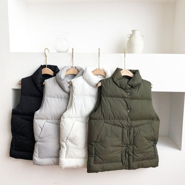 size autumn winter new simple wild solid color thick vest korean style stand collar windproof down vest for women, Black;white
size autumn winter new simple wild solid color thick vest korean style stand collar windproof down vest for women, Black;white