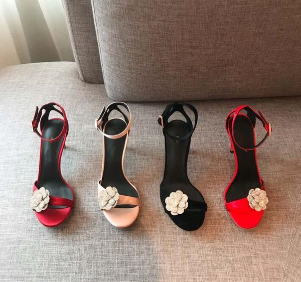 new flower buckle diamond open toe sandals genuine leather high heel sandals, Black
new flower buckle diamond open toe sandals genuine leather high heel sandals, Black