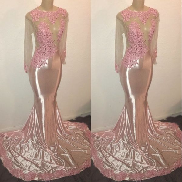 elegant long sleeves crew appliques prom party dresses 2019 pink mermaid sweep train evening gowns custom made, Black
elegant long sleeves crew appliques prom party dresses 2019 pink mermaid sweep train evening gowns custom made, Black