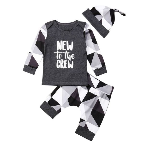 autumn baby boy long sleeve letters t-shirt patchwork plaid trousers with hat outfits clothes set v, White
autumn baby boy long sleeve letters t-shirt patchwork plaid trousers with hat outfits clothes set v, White