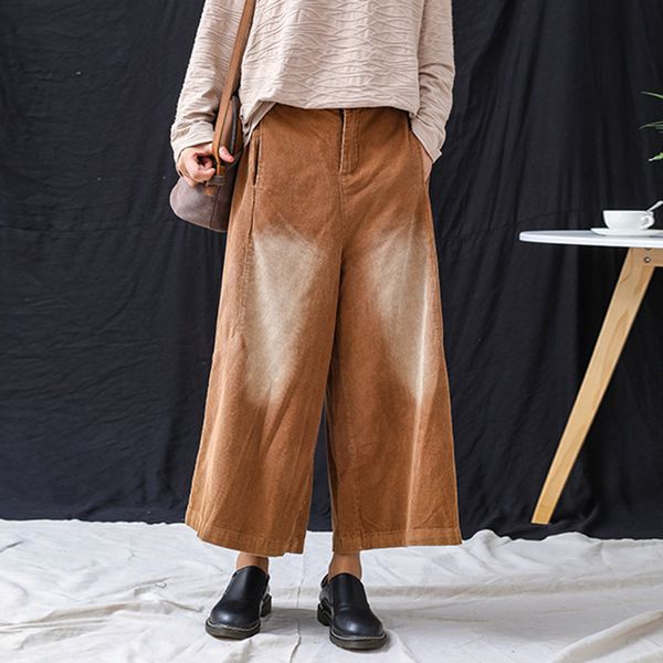 women vintage corduroy loose trouser autumn winter warm button casual wide leg pants student girls cotton full trousers, Black;white
women vintage corduroy loose trouser autumn winter warm button casual wide leg pants student girls cotton full trousers, Black;white
