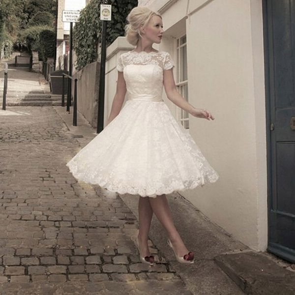 vestidos de novia see through pretty appliques plus size scoop knee-length lace short wedding dresses garden bridal gown, White;black
vestidos de novia see through pretty appliques plus size scoop knee-length lace short wedding dresses garden bridal gown, White;black